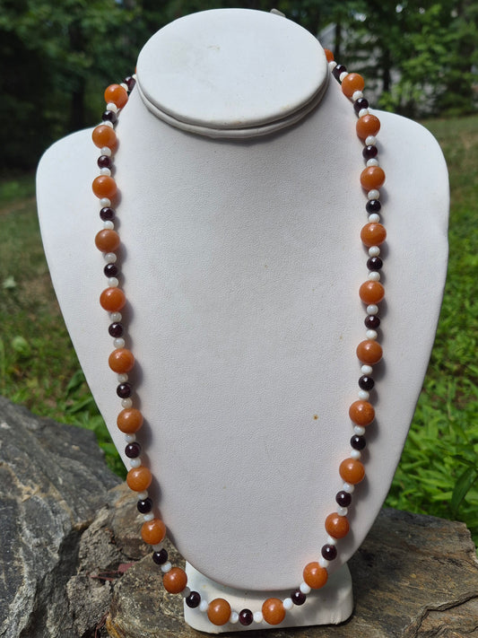 Cornelian, Garnet and White Shell necklack